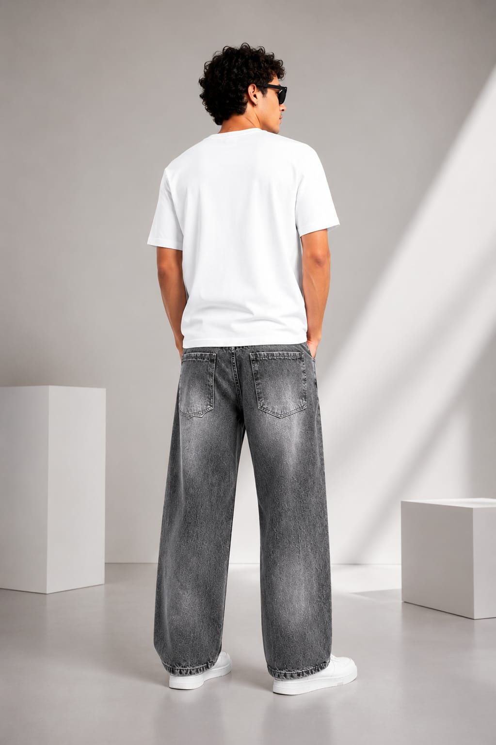 ZYONO Washed Grey Baggy Jeans
