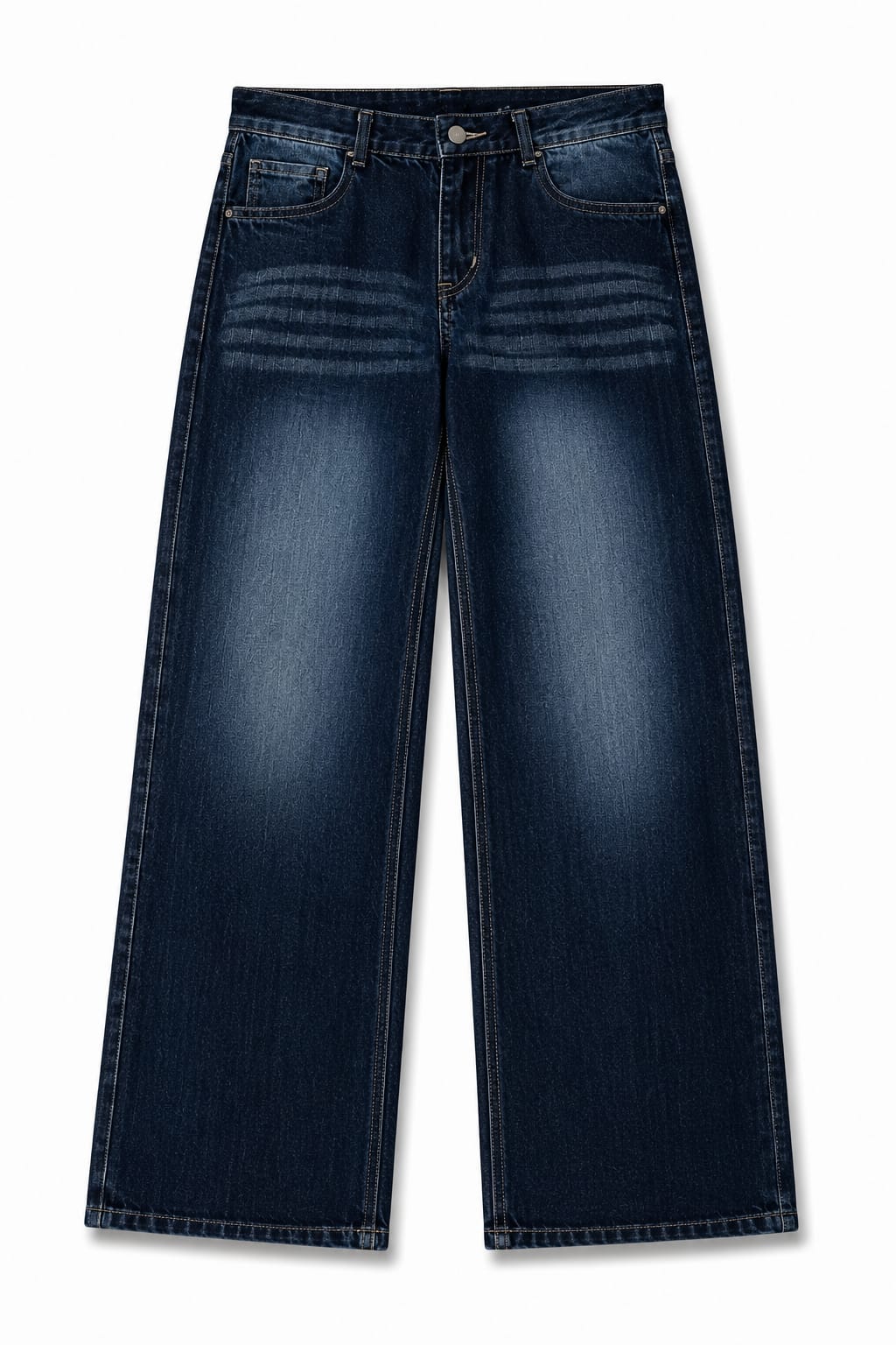 Men's Dark Blue Baggy Fit Jeans for Men | Wide Leg Loose Fit Denim Pants | Premium Washed Casual Streetwear Jeans